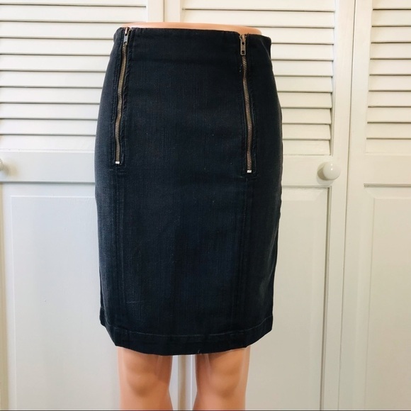 CURRENT/ELLIOTT Black Denim Zipper Pencil Skirt Size 2 - Picture 9 of 9